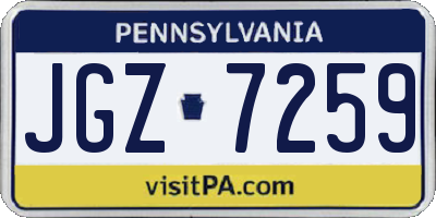 PA license plate JGZ7259