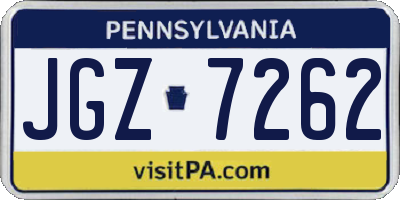 PA license plate JGZ7262