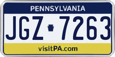 PA license plate JGZ7263