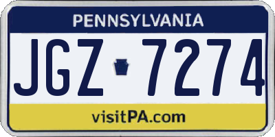 PA license plate JGZ7274