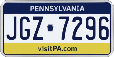 PA license plate JGZ7296