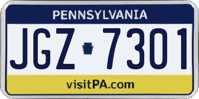 PA license plate JGZ7301