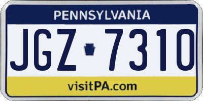PA license plate JGZ7310