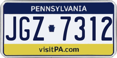 PA license plate JGZ7312