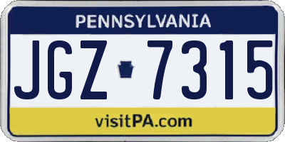 PA license plate JGZ7315