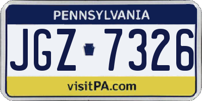 PA license plate JGZ7326