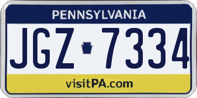PA license plate JGZ7334