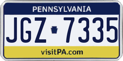 PA license plate JGZ7335