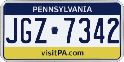 PA license plate JGZ7342