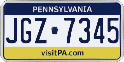 PA license plate JGZ7345