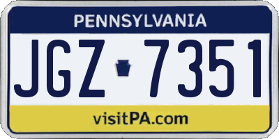 PA license plate JGZ7351