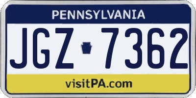 PA license plate JGZ7362