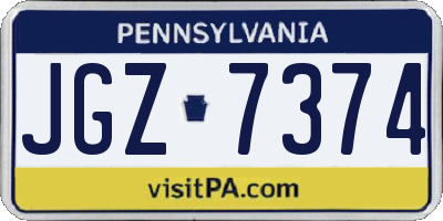 PA license plate JGZ7374