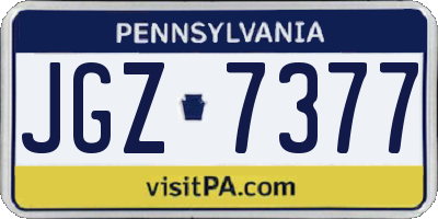 PA license plate JGZ7377