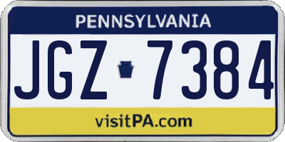 PA license plate JGZ7384