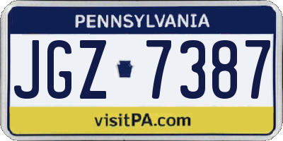 PA license plate JGZ7387