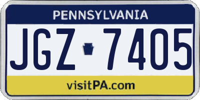 PA license plate JGZ7405