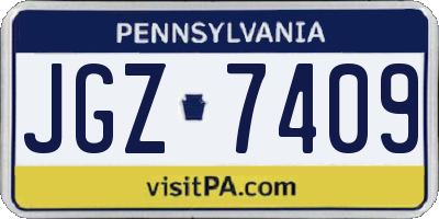 PA license plate JGZ7409