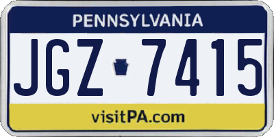 PA license plate JGZ7415