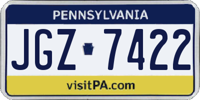 PA license plate JGZ7422