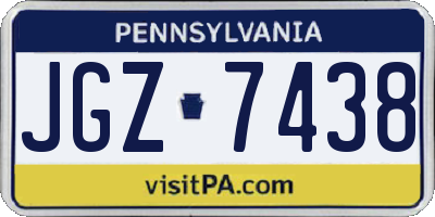 PA license plate JGZ7438