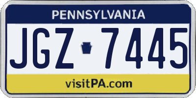 PA license plate JGZ7445