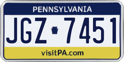 PA license plate JGZ7451