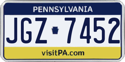 PA license plate JGZ7452