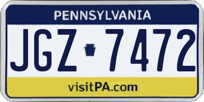 PA license plate JGZ7472
