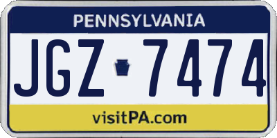 PA license plate JGZ7474