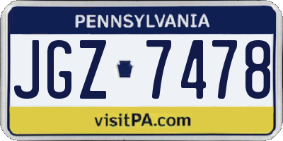 PA license plate JGZ7478