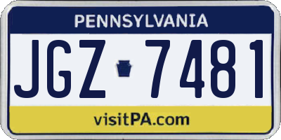 PA license plate JGZ7481