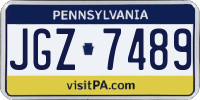 PA license plate JGZ7489