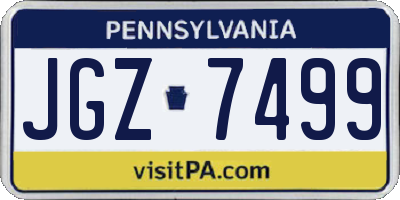 PA license plate JGZ7499