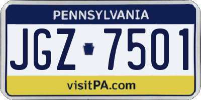 PA license plate JGZ7501