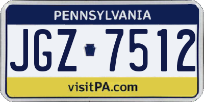PA license plate JGZ7512