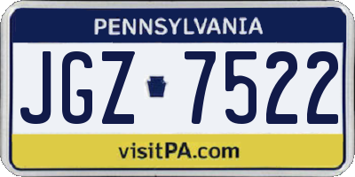 PA license plate JGZ7522
