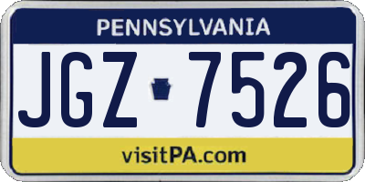 PA license plate JGZ7526