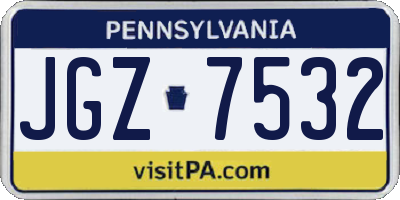 PA license plate JGZ7532