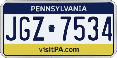 PA license plate JGZ7534