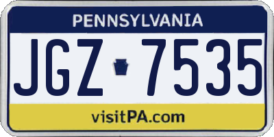 PA license plate JGZ7535