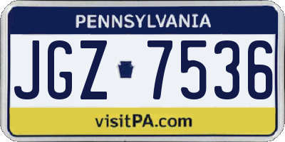 PA license plate JGZ7536