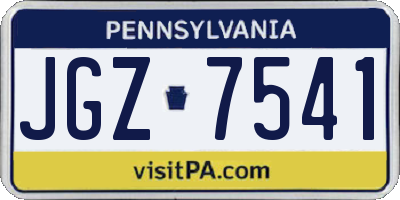 PA license plate JGZ7541