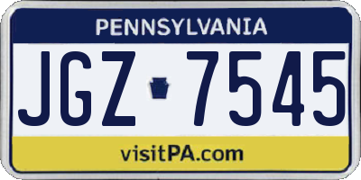 PA license plate JGZ7545