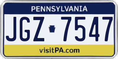 PA license plate JGZ7547