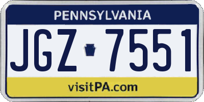 PA license plate JGZ7551