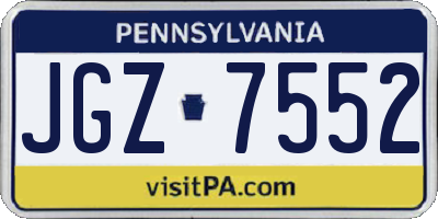 PA license plate JGZ7552