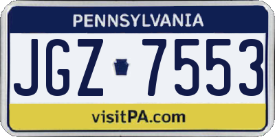 PA license plate JGZ7553