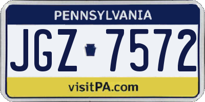 PA license plate JGZ7572