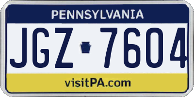 PA license plate JGZ7604